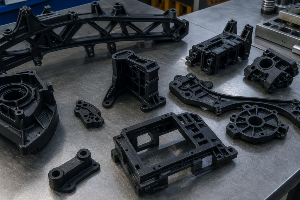 Carbon fiber reinforced nylon 66 structural parts and material review on an engineering bench